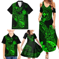 hawaii-family-matching-summer-maxi-dress-and-hawaiian-shirt-pineapple-mix-polynesian-plumeria-green-version