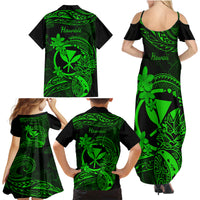 hawaii-family-matching-summer-maxi-dress-and-hawaiian-shirt-pineapple-mix-polynesian-plumeria-green-version