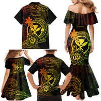 Hawaii Family Matching Mermaid Dress and Hawaiian Shirt Shaka Tattoo Mix Polynesian Plumeria Reggae Version LT14 - Polynesian Pride