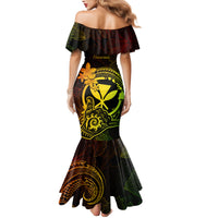 Hawaii Family Matching Mermaid Dress and Hawaiian Shirt Shaka Tattoo Mix Polynesian Plumeria Reggae Version LT14 - Polynesian Pride