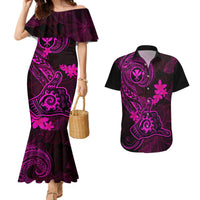 Hawaii Couples Matching Mermaid Dress and Hawaiian Shirt Shaka Tattoo Mix Polynesian Plumeria Pink Version LT14 Pink - Polynesian Pride