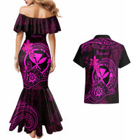 Hawaii Couples Matching Mermaid Dress and Hawaiian Shirt Shaka Tattoo Mix Polynesian Plumeria Pink Version LT14 - Polynesian Pride