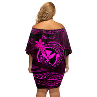 Hawaii Family Matching Off Shoulder Short Dress and Hawaiian Shirt Shaka Tattoo Mix Polynesian Plumeria Pink Version LT14 - Polynesian Pride