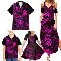Hawaii Family Matching Summer Maxi Dress and Hawaiian Shirt Shaka Tattoo Mix Polynesian Plumeria Pink Version LT14 - Polynesian Pride