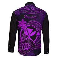 Hawaii Family Matching Off Shoulder Short Dress and Hawaiian Shirt Shaka Tattoo Mix Polynesian Plumeria Purple Version LT14 - Polynesian Pride