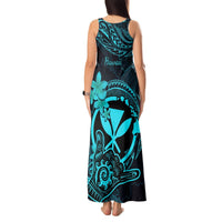 Hawaii Tank Maxi Dress Shaka Tattoo Mix Polynesian Plumeria Turquoise Version LT14 - Polynesian Pride