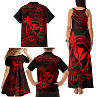Hawaii Family Matching Tank Maxi Dress and Hawaiian Shirt Shaka Tattoo Mix Polynesian Plumeria Red Version LT14 - Polynesian Pride