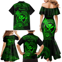 Hawaii Family Matching Mermaid Dress and Hawaiian Shirt Shaka Tattoo Mix Polynesian Plumeria Green Version LT14 - Polynesian Pride