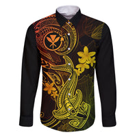 Hawaii Family Matching Tank Maxi Dress and Hawaiian Shirt Hammerhead Shark Tattoo Mix Polynesian Plumeria Reggae Version LT14 Dad's Shirt - Long Sleeve Reggae - Polynesian Pride