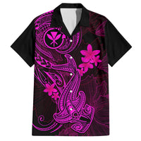 Hawaii Family Matching Long Sleeve Bodycon Dress and Hawaiian Shirt Hammerhead Shark Tattoo Mix Polynesian Plumeria Pink Version LT14 Dad's Shirt - Short Sleeve Pink - Polynesian Pride