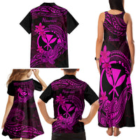Hawaii Family Matching Tank Maxi Dress and Hawaiian Shirt Hammerhead Shark Tattoo Mix Polynesian Plumeria Pink Version LT14 - Polynesian Pride