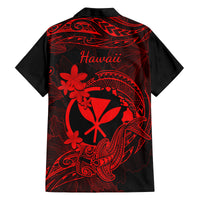Hawaii Family Matching Off Shoulder Short Dress and Hawaiian Shirt Hammerhead Shark Tattoo Mix Polynesian Plumeria Red Version LT14 - Polynesian Pride