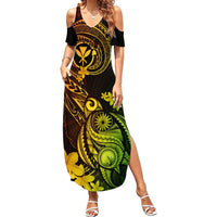 Hawaii Summer Maxi Dress Turtle Mix Polynesian Plumeria Reggae Version LT14 Women Reggae - Polynesian Pride