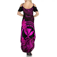 Hawaii Summer Maxi Dress Turtle Mix Polynesian Plumeria Pink Version LT14 - Polynesian Pride