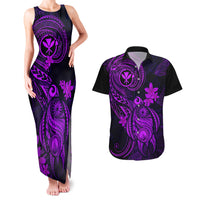 hawaii-couples-matching-tank-maxi-dress-and-hawaiian-shirt-turtle-mix-polynesian-plumeria-purple-version