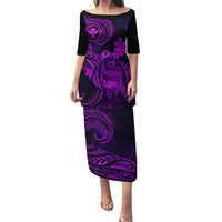 Hawaii Puletasi Turtle Mix Polynesian Plumeria Purple Version LT14 Long Dress Purple - Polynesian Pride