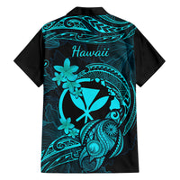 Hawaii Family Matching Short Sleeve Bodycon Dress and Hawaiian Shirt Turtle Mix Polynesian Plumeria Turquoise Version LT14 - Polynesian Pride