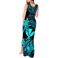 Hawaii Tank Maxi Dress Turtle Mix Polynesian Plumeria Turquoise Version LT14 - Polynesian Pride