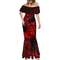 Hawaii Mermaid Dress Turtle Mix Polynesian Plumeria Red Version LT14 - Polynesian Pride
