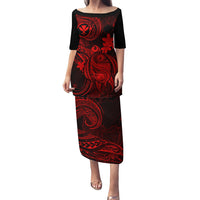 Hawaii Puletasi Turtle Mix Polynesian Plumeria Red Version LT14 Long Dress Red - Polynesian Pride