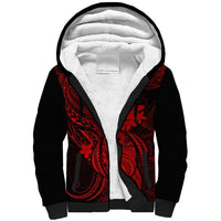 Hawaii Sherpa Hoodie Turtle Mix Polynesian Plumeria Red Version LT14 Unisex Red - Polynesian Pride