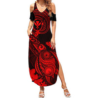 Hawaii Summer Maxi Dress Turtle Mix Polynesian Plumeria Red Version LT14 Women Red - Polynesian Pride