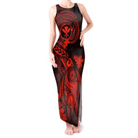 Hawaii Tank Maxi Dress Turtle Mix Polynesian Plumeria Red Version LT14 Women Red - Polynesian Pride