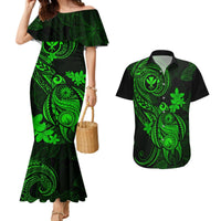Hawaii Couples Matching Mermaid Dress and Hawaiian Shirt Turtle Mix Polynesian Plumeria Green Version LT14 Green - Polynesian Pride