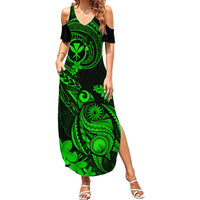 Hawaii Summer Maxi Dress Turtle Mix Polynesian Plumeria Green Version LT14 Women Green - Polynesian Pride