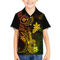 Hawaii Family Matching Long Sleeve Bodycon Dress and Hawaiian Shirt Ukulele Mix Polynesian Plumeria Reggae Version LT14 Son's Shirt Reggae - Polynesian Pride