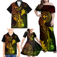 hawaii-family-matching-off-shoulder-maxi-dress-and-hawaiian-shirt-ukulele-mix-polynesian-plumeria-reggae-version
