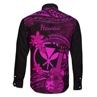 hawaii-family-matching-off-shoulder-maxi-dress-and-hawaiian-shirt-ukulele-mix-polynesian-plumeria-pink-version