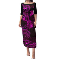 Hawaii Puletasi Ukulele Mix Polynesian Plumeria Pink Version LT14 Long Dress Pink - Polynesian Pride
