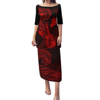Hawaii Puletasi Ukulele Mix Polynesian Plumeria Red Version LT14 Long Dress Red - Polynesian Pride