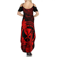 Hawaii Summer Maxi Dress Ukulele Mix Polynesian Plumeria Red Version LT14 - Polynesian Pride