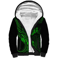 Hawaii Sherpa Hoodie Ukulele Mix Polynesian Plumeria Green Version LT14 Unisex Green - Polynesian Pride