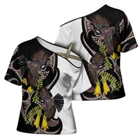 New Zealand Valentines Day Cross Shoulder Shirt Piwakawaka Lovers Maori Koru Tattoo - Polynesian Pride
