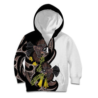 New Zealand Valentines Day Kid Hoodie Piwakawaka Lovers Maori Koru Tattoo LT14 Zip Hoodie Black - Polynesian Pride