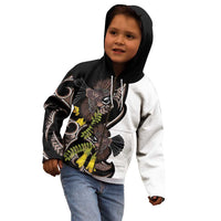 New Zealand Valentines Day Kid Hoodie Piwakawaka Lovers Maori Koru Tattoo LT14 - Polynesian Pride