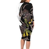 New Zealand Valentines Day Long Sleeve Bodycon Dress Piwakawaka Lovers Maori Koru Tattoo LT14 - Polynesian Pride