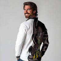 New Zealand Valentines Day Long Sleeve Polo Shirt Piwakawaka Lovers Maori Koru Tattoo LT14 - Polynesian Pride