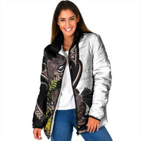 New Zealand Valentines Day Padded Jacket Piwakawaka Lovers Maori Koru Tattoo - Polynesian Pride