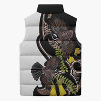 New Zealand Valentines Day Sleeveless Puffer Jacket Piwakawaka Lovers Maori Koru Tattoo - Polynesian Pride