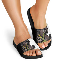 New Zealand Valentines Day Slide Sandals Piwakawaka Lovers Maori Koru Tattoo - Polynesian Pride