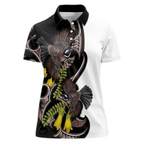 New Zealand Valentines Day Women Polo Shirt Piwakawaka Lovers Maori Koru Tattoo LT14 Female Black - Polynesian Pride
