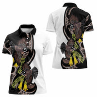 New Zealand Valentines Day Women Polo Shirt Piwakawaka Lovers Maori Koru Tattoo LT14 - Polynesian Pride