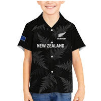 New Zealand Silver Fern Rugby Family Matching Mermaid Dress and Hawaiian Shirt 2023 Go Aotearoa Champions World Cup LT14 Son's Shirt Black - Polynesian Pride
