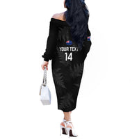 Custom New Zealand Silver Fern Rugby Off The Shoulder Long Sleeve Dress 2023 Go Aotearoa Champions World Cup LT14 - Polynesian Pride