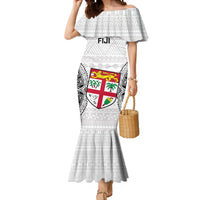 Fiji Rugby Mermaid Dress 2023 Go Champions World Cup Fijian Tapa Pattern LT14 Women White - Polynesian Pride
