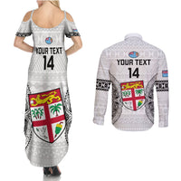 Custom Fiji Rugby Couples Matching Summer Maxi Dress and Long Sleeve Button Shirts 2023 Go Champions World Cup Fijian Tapa Pattern LT14 - Polynesian Pride